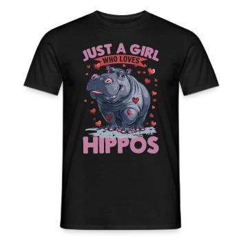 Drôle d’hippopotame hippopotame animal juste une fille qui - T-shirt homme - noir - Devant - AI Model Male 178 light (178cm)