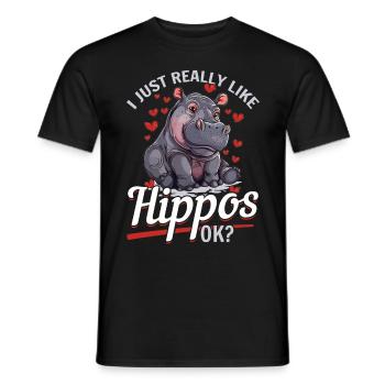 Hippopotame Hippopotame Animal J’aime vraiment Hippopotame - T-shirt homme - noir - Devant - AI Model Male 178 light (178cm)