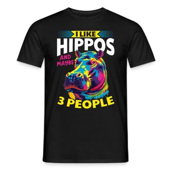 Hippo Hippopotamus Animal I Like Hippos - Men's T-Shirt - black - Front - AI Model Male 178 light (178cm)