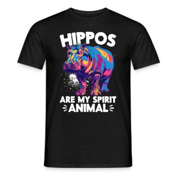 Hippo Hippopotamus Animal Hippos are my spirit - Men's T-Shirt - black - Front - AI Model Male 178 light (178cm)