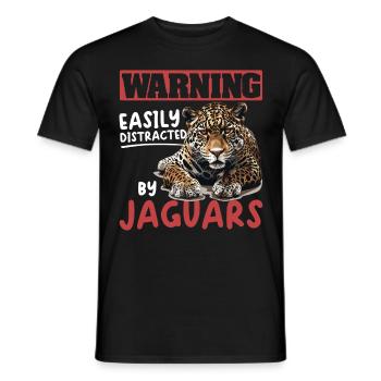 L’avertissement des animaux Jaguar est facilement distrait par les jaguars - T-shirt homme - noir - Devant - AI Model Male 178 light (178cm)