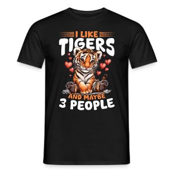 Tiger Animal I Like Tigers And Maybe 3 People - Men's T-Shirt - black - Front - AI Model Male 178 light (178cm)