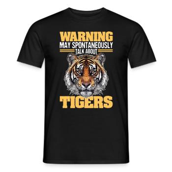 Funny Tiger Animal Warning May Spontaneously - Men's T-Shirt - black - Front - AI Model Male 178 light (178cm)