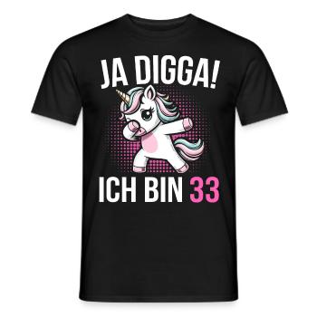 33. Geburtstag Frauen Einhorn Geschenk - Männer T-Shirt - Schwarz - Vorne - AI Model Male 178 light (178cm)