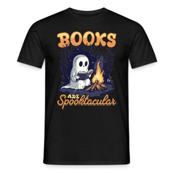 Professeur drôle Halloween fantôme lecture livre - T-shirt homme - noir - Devant - AI Model Male 178 light (178cm)