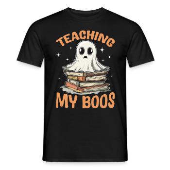 Funny Teacher Halloween Ghost Reading Book - Männer T-Shirt - Schwarz - Vorne - AI Model Male 178 light (178cm)