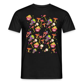 lustige Pilze Pilz Waldpilze bunt farbenfroh - Männer T-Shirt - Schwarz - Vorne - AI Model Male 178 light (178cm)