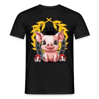 Pig Lucky Charm Piglet Pigs - Men's T-Shirt - black - Front - AI Model Male 178 light (178cm)