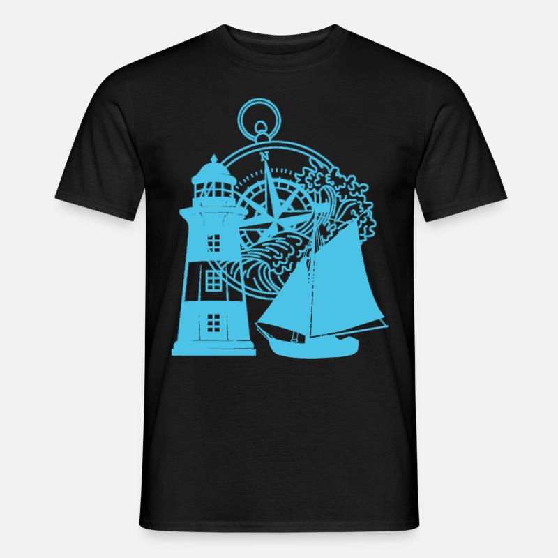 maritim Kompass Segelschiff Leuchtturm - Männer T-Shirt - Schwarz