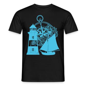 Maritime Compass Lighthouse Sailing Ship Ship - Men's T-Shirt - black - Front - AI Model Male 178 light (178cm)
