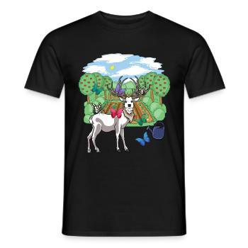 Rothirsch Wild Rehbock Schmetterlinge Natur Garten - Männer T-Shirt - Schwarz - Vorne - AI Model Male 178 light (178cm)