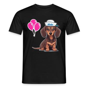 Chien Teckel Sailor Sailor Ballons d’anniversaire - T-shirt homme - noir - Devant - AI Model Male 178 light (178cm)