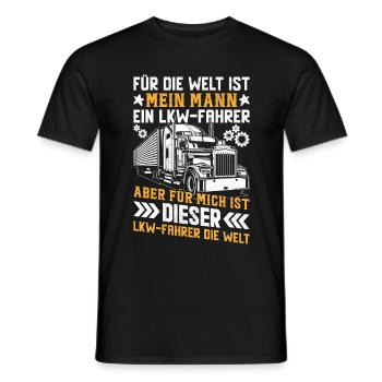 Truck Driver My Man Is The World - Men's T-Shirt - black - Front - AI Model Male 178 light (178cm)