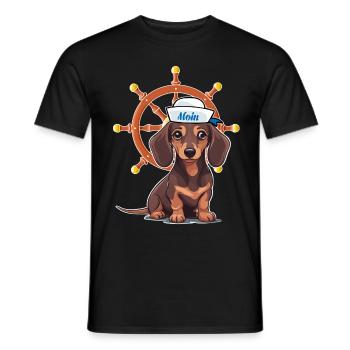 maritim Steuerrad Steuermann Dackel Matrose Kind - Männer T-Shirt - Schwarz - Vorne - AI Model Male 178 light (178cm)