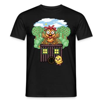 Hühner Huhn Bauwagen Garten Hühnerstall - Männer T-Shirt - Schwarz - Vorne - AI Model Male 178 light (178cm)