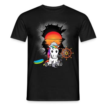 Einhorn Einhörner maritim Matrose Matrosen Moin - Männer T-Shirt - Schwarz - Vorne - AI Model Male 178 light (178cm)