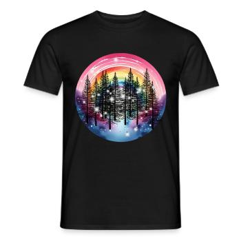 Tannen Wald Natur Regenbogen mystisch - Männer T-Shirt - Schwarz - Vorne - AI Model Male 178 light (178cm)