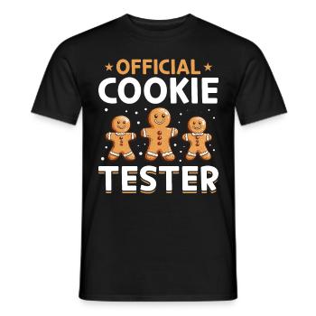 Funny Christmas Gingerbread Official Cookie Tester - Men's T-Shirt - black - Front - AI Model Male 178 light (178cm)