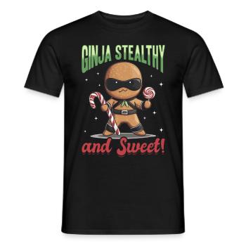 Pain d’épices de Noël Ginja Furtif et sucré ! - T-shirt homme - noir - Devant - AI Model Male 178 light (178cm)