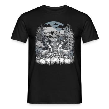 Hirsche Österreich Natur Wanderung Wandern Urlaub - Männer T-Shirt - Schwarz - Vorne - AI Model Male 178 light (178cm)