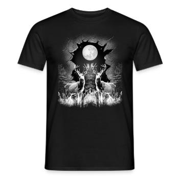 Full Moon Deer Deer Nature Forest Animals Mystical - Men's T-Shirt - black - Front - AI Model Male 178 light (178cm)