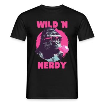 Gorilla mit Sonnenbrille und Kaugummi Pink - Männer T-Shirt - Schwarz - Vorne - AI Model Male 178 light (178cm)