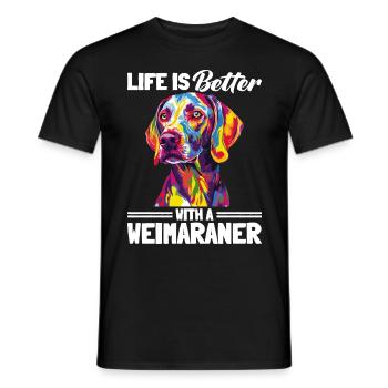 La vie du chien de Braque de Weimar est meilleure avec un braque de Weimar - T-shirt homme - noir - Devant - AI Model Male 178 light (178cm)