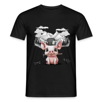 Piglet Mountains Mountaineers Mountaineers Mountains Nature - Men's T-Shirt - black - Front - AI Model Male 178 light (178cm)