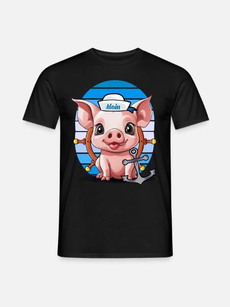 Cochon Marin Timonier Ancre Maritime - T-shirt homme - noir