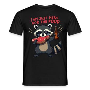 Waschbär Ich bin hier fürs Essen & Bier - Männer T-Shirt - Schwarz - Vorne - AI Model Male 178 light (178cm)