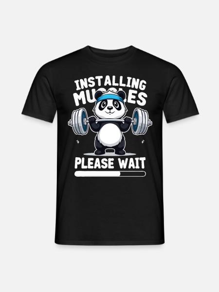 Panda Training Muscles Fitness Shirt - T-shirt homme - noir