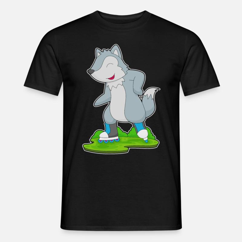 Wolf Inline skating Rollschuhe - Männer T-Shirt - Schwarz