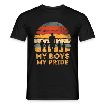 Vatertag Vater mit vier Söhnen retro vintage - Männer T-Shirt - Schwarz - Vorne - AI Model Male 178 light (178cm)