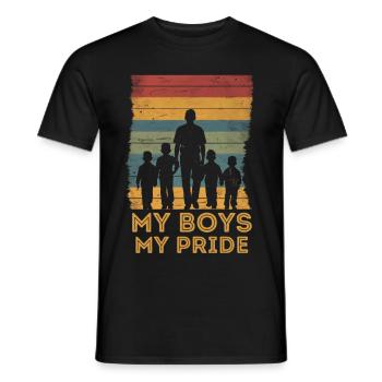 Vatertag Vater mit vier Söhnen retro vintage - Männer T-Shirt - Schwarz - Vorne - AI Model Male 178 light (178cm)