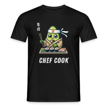 Chef Cook Avocado Cooking Grill Master - Men's T-Shirt - black - Front - AI Model Male 178 light (178cm)