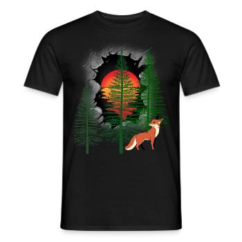 mystique forêt renard renards conte de fées enfants enfant - T-shirt homme - noir - Devant - AI Model Male 178 light (178cm)