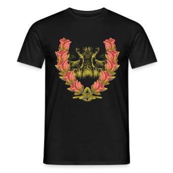 Bois de cerf Cerf rouge Roses Cerf Cerf Chevreuil Chevreuil - T-shirt homme - noir - Devant - AI Model Male 178 light (178cm)