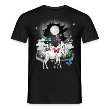 Mountains Mountains Deer Deer Butterflies Children - Men's T-Shirt - black - Front - AI Model Male 178 light (178cm)