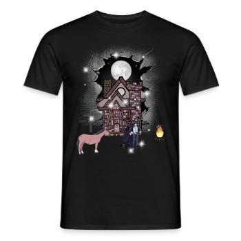 Château Halloween Mystique Médiéval Guerrier Lune - T-shirt homme - noir - Devant - AI Model Male 178 light (178cm)