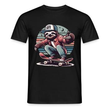 Tenue de patineur streetwear paresseux - T-shirt homme - noir - Devant - AI Model Male 178 light (178cm)