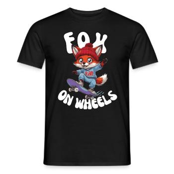 Fox on Wheels - Skater Streetwear Style Skateboard - Men's T-Shirt - black - Front - AI Model Male 178 light (178cm)