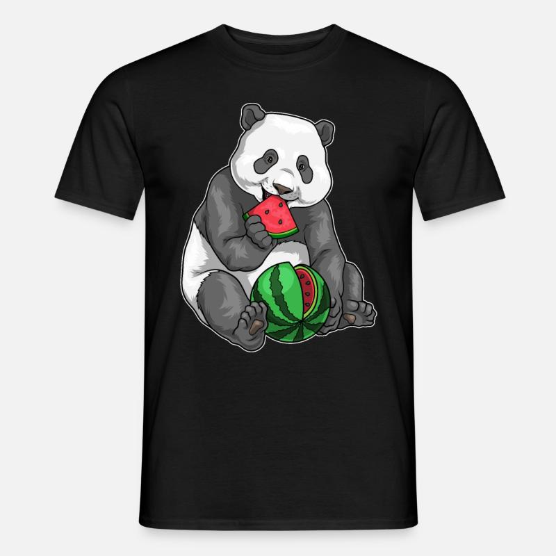Panda Wassermelone - Männer T-Shirt - Schwarz