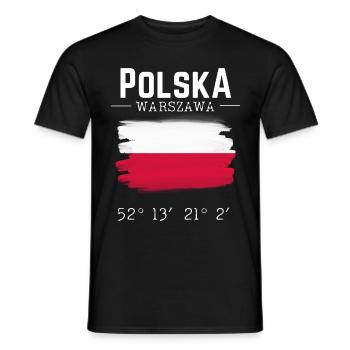 Polska Poland Souvenir Flag Warsaw Capital - Men's T-Shirt - black - Front - AI Model Male 178 light (178cm)