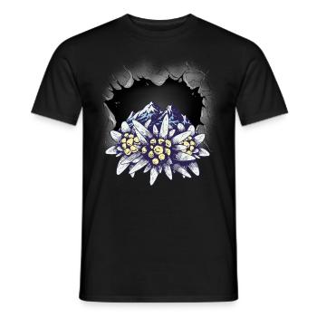 Montagne Montagnes Tyrol Autriche Suisse Montagne Fleurs - T-shirt homme - noir - Devant - AI Model Male 178 light (178cm)
