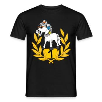 lustig spaßig Siegerehrung Pferd Pferde Reiterin - Männer T-Shirt - Schwarz - Vorne - AI Model Male 178 light (178cm)