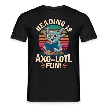 Livres Axolotl drôles La lecture kawaii est amusante - T-shirt homme - noir - Devant - AI Model Male 178 light (178cm)