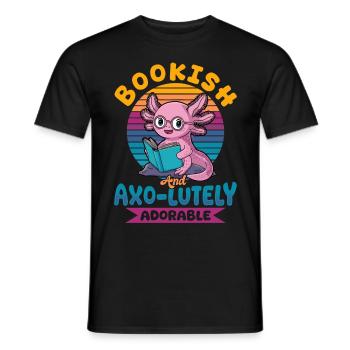 Livres Axolotl Kawaii Livresques et Axo-luths - T-shirt homme - noir - Devant - AI Model Male 178 light (178cm)