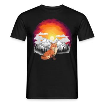 Natur Sonnenuntergang Fuchs Füchse Gebirge Berge - Männer T-Shirt - Schwarz - Vorne - AI Model Male 178 light (178cm)