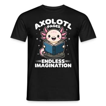Funny Axolotl Books Kawaii Axolotl Pages - Männer T-Shirt - Schwarz - Vorne - AI Model Male 178 light (178cm)