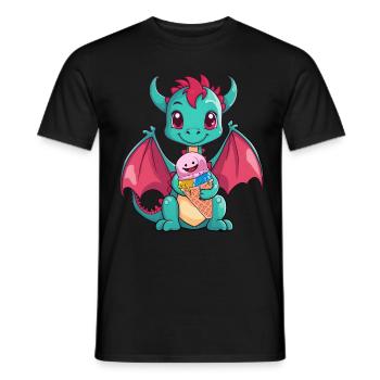 Dino Dragon Dragon Cream Cone Cream Snacking Kids - Men's T-Shirt - black - Front - AI Model Male 178 light (178cm)